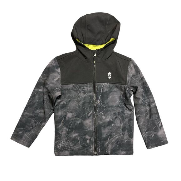 Map Print/Black - Free Country Boy's Super Softshell Wind & Water Resistant Jack - Picture 1 of 2